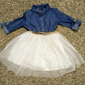 SOLD Girls Denim and Tulle Dress, Size 5. SOLD